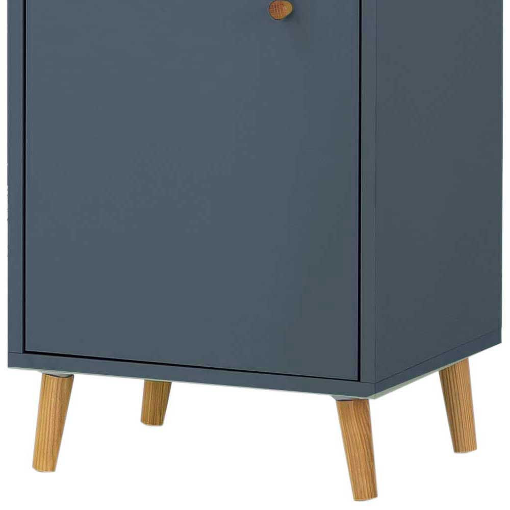 Badezimmer Hochschrank In Petrol Blau &amp; Eiche - Matrera within Badezimmer Hochschrank Design