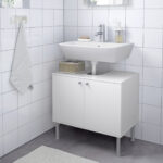 Fullen Waschbeckenunterschrank, 2 Türen – Weiß 60X55 Cm Throughout Badezimmerschrank Unter Lavabo