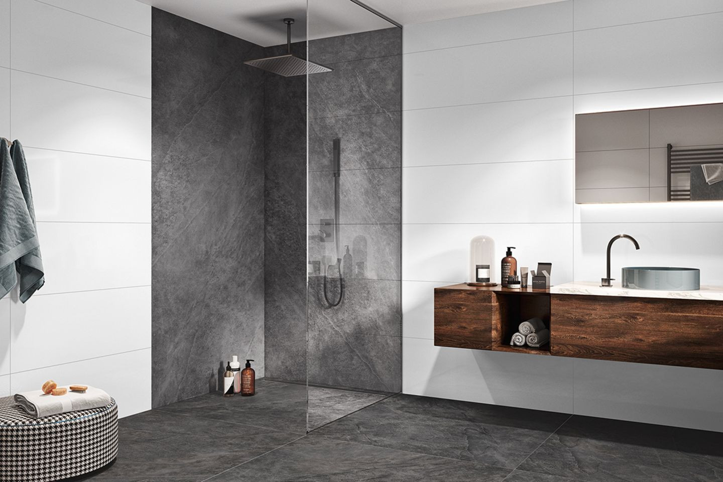 Kontrastreiche Dusche In Grau Und Weiß - [Schöner Wohnen] throughout Badezimmer Fliesen Weiß Grau